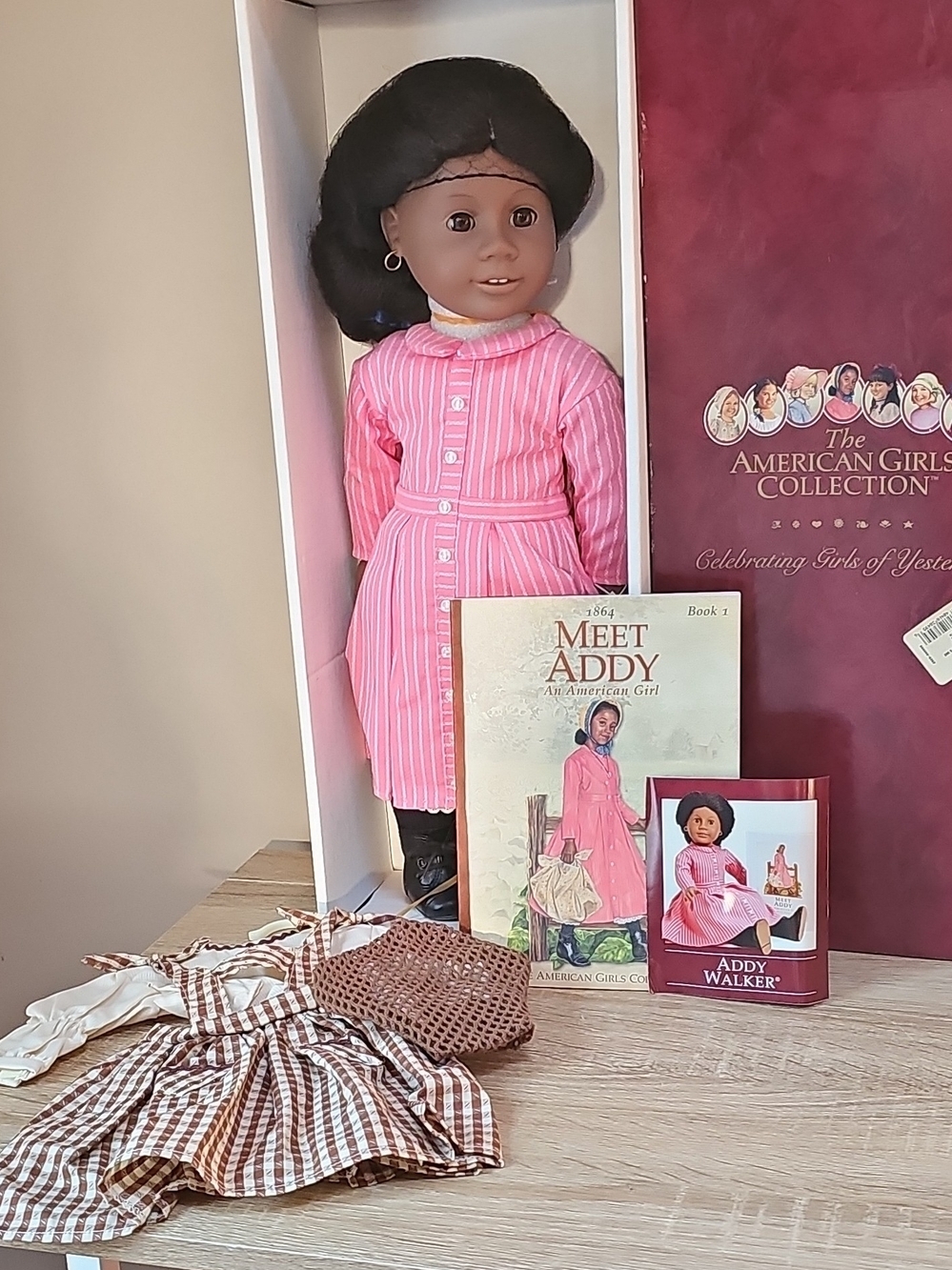 1993 American Girl NIB Addy Walker Doll in Pink Dress - Classic Kids Toy